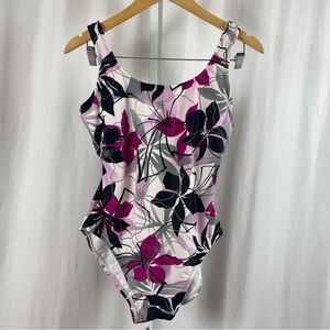 Catalina Medium Floral Cutout Back One Piece Swimsuit Art Tropical Vacation